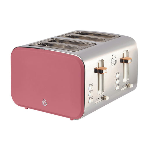 elevenpast Toaster Fuchsia Rose Swan Nordic 4 Slice Toaster Fuchsia Rose | Oatmeal SNT4FR 6005587013928