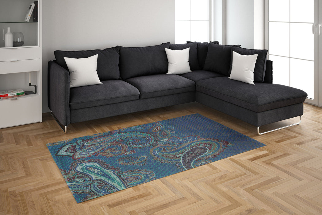 elevenpast Flatwoven Polypropylene 200cm x 280cm Ted Baker Paisgeo Blue Rug TB Paisgeo-Blue 58608