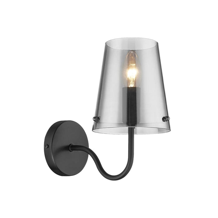 elevenpast Wall Light Mariana Metal and Glass Wall Light Black WB899/1 MATT BK 6007226086294