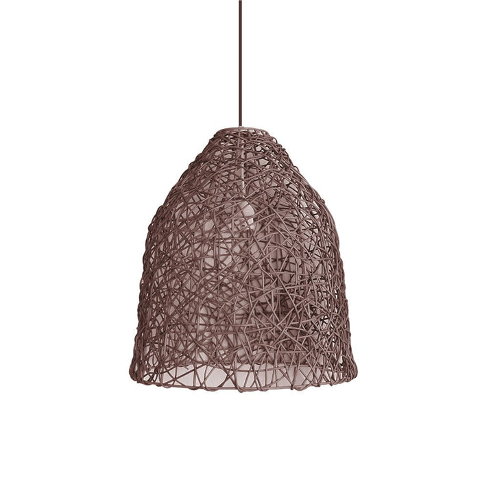 elevenpast Pendant Small Woven Bell Resin Pendant Light Brown WFBE001B