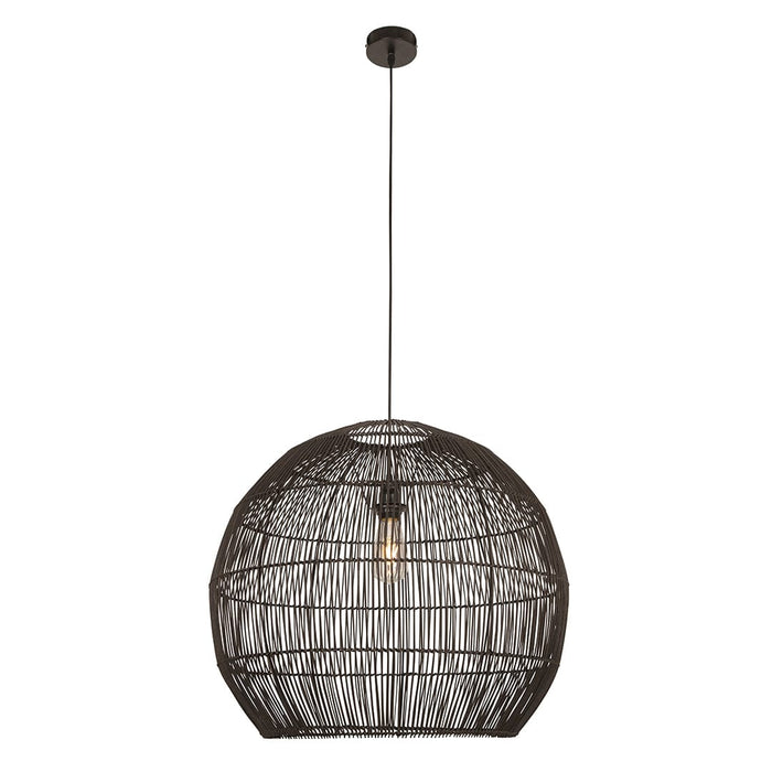 elevenpast Black / Large Erna Pendant Light - Woven Rattan P1282B