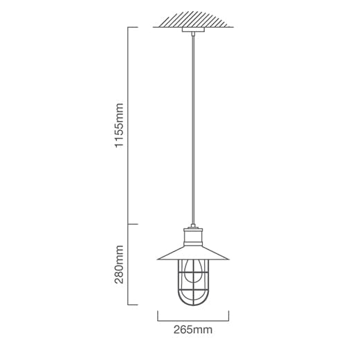 elevenpast Vibrato Pendant Light 26.5cm Black Metal and Glass P473 6007328367123