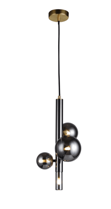 elevenpast Stellar Pendant 4 Light - Smokey Glass and Black Metal RG10265