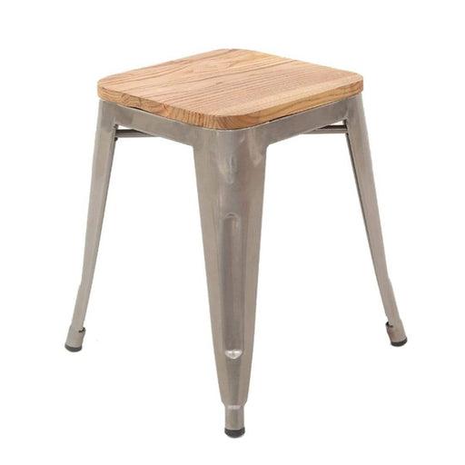 elevenpast Galvanized Steel Tolix Wooden Stool